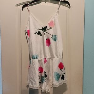 Kate Spade Floral Print Romper - White with Pink and Blue Accents